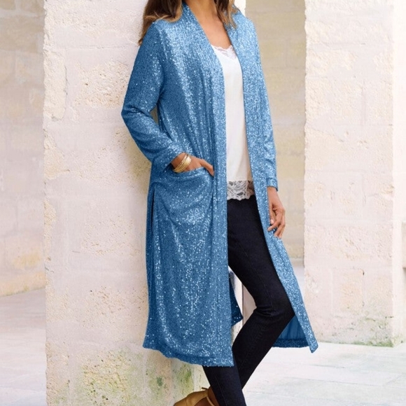 Romans Brand Size 18W Lavender Lilac Sequence Duster Brand New With Tags - Picture 7 of 8